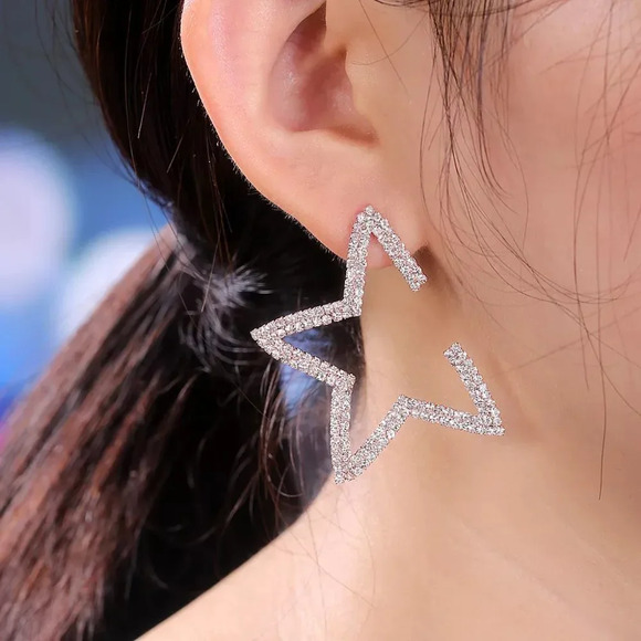 🎀14K Gold Plated Fashion Statement Big CZ Earrings, GPMB1482 - Picture 6 of 6